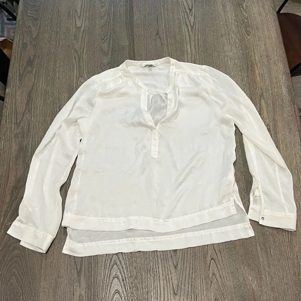 Calvin Klein Jeans White Sheer Long Sleeve Blouse Size M